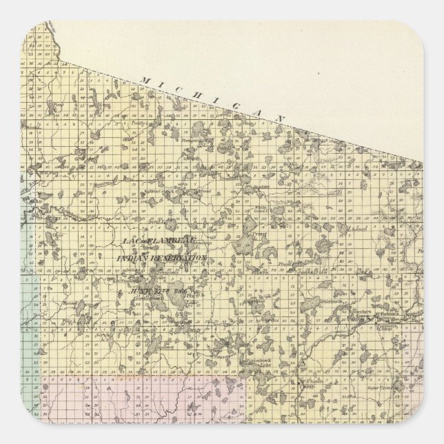 Adesivo Quadrado Mapa do Condado de Lincoln (Frente)