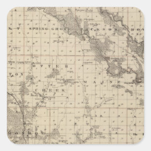 Adesivo Quadrado Mapa do Condado de Linn, Estado de Iowa