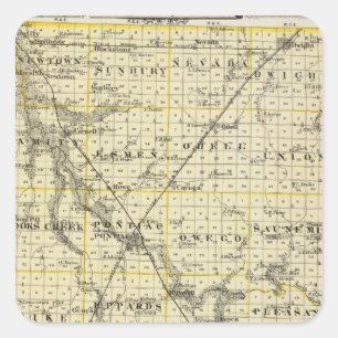 Adesivo Quadrado Mapa do condado de Livingston e Pontiac