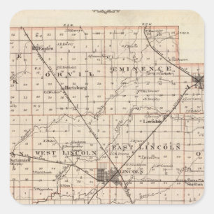 Adesivo Quadrado Mapa do Condado de Logan