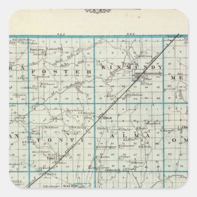 Adesivo Quadrado Mapa do Condado de Marion (Frente)