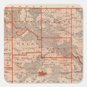 Adesivo Quadrado Mapa do Condado de Marion, Estado de Iowa