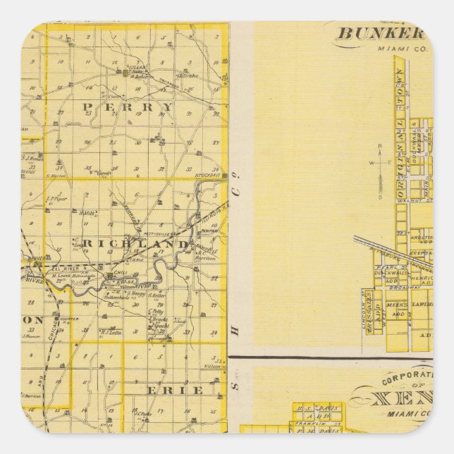 Adesivo Quadrado Mapa do Condado de Miami (Frente)