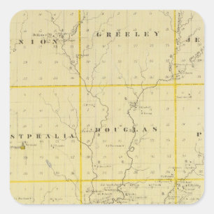 Adesivo Quadrado Mapa do condado de Monona, Estado de Iowa
