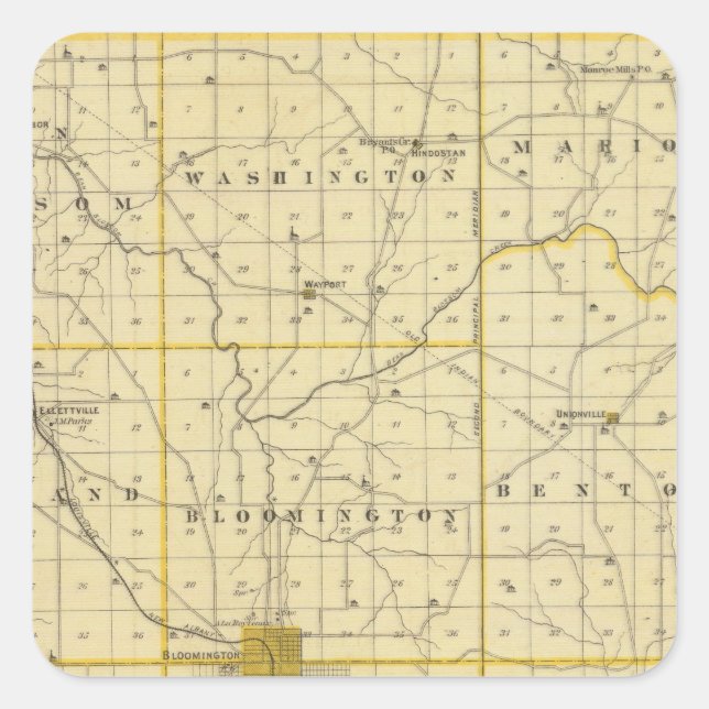 Adesivo Quadrado Mapa do condado de Monroe (Frente)