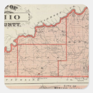 Adesivo Quadrado Mapa do Condado de Ohio com a cidade da ascensão