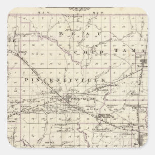 Adesivo Quadrado Mapa do Condado de Perry, de Nashville e de Carmi