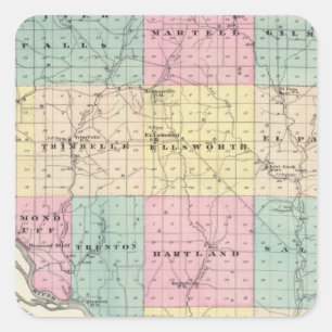 Adesivo Quadrado Mapa do Condado de Pierce e de Ellsworth