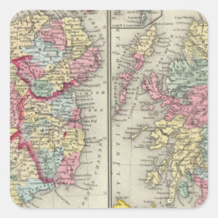 Adesivo Quadrado Mapa do condado de Scotland