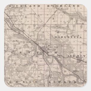 Adesivo Quadrado Mapa do Condado de Wapello, Estado de Iowa
