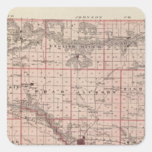 Adesivo Quadrado Mapa do Condado de Washington, Estado de Iowa