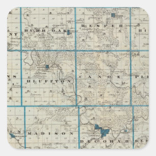 Adesivo Quadrado Mapa do Condado de Winneshiek, Estado de Iowa