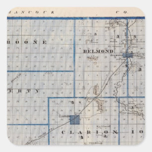 Adesivo Quadrado Mapa do Condado de Wright, Estado de Iowa