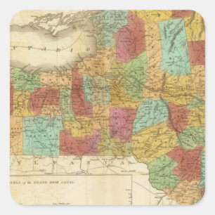 Adesivo Quadrado Mapa Do Estado De Nova Iorque