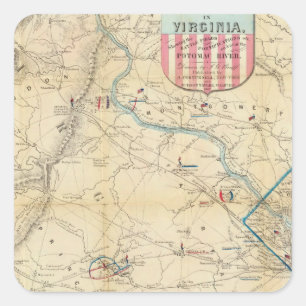 Adesivo Quadrado Mapa do exército de Seat da guerra em Virgínia