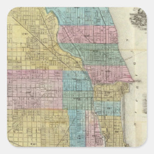 Adesivo Quadrado Mapa do guia de Chicago