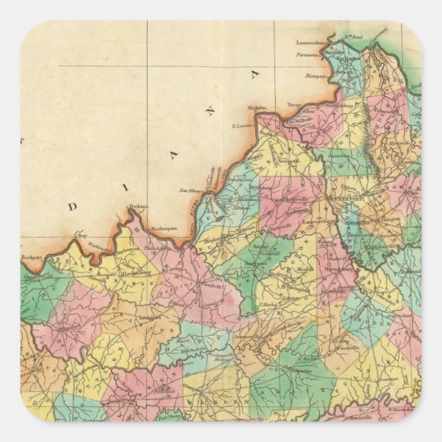 Adesivo Quadrado Mapa Do Kentucky (Frente)