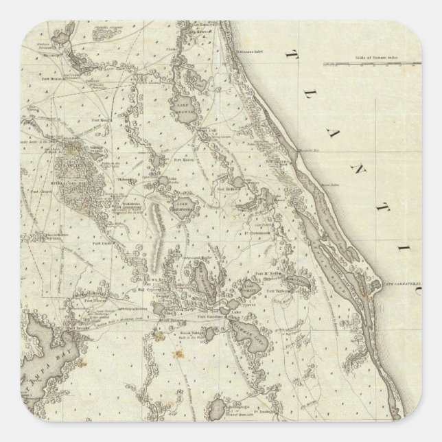 Adesivo Quadrado Mapa Do Lugar De Guerra Na Flórida (Frente)