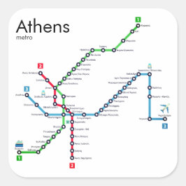 Adesivo Quadrado Mapa do Metro de Atenas