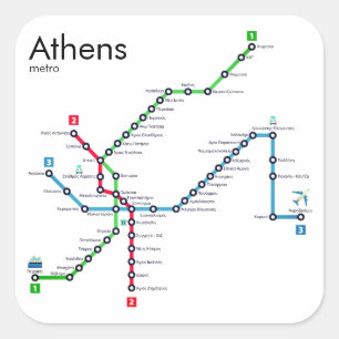 Adesivo Quadrado Mapa do Metro de Atenas