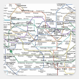 Adesivo Quadrado Mapa do Metrô de Seul