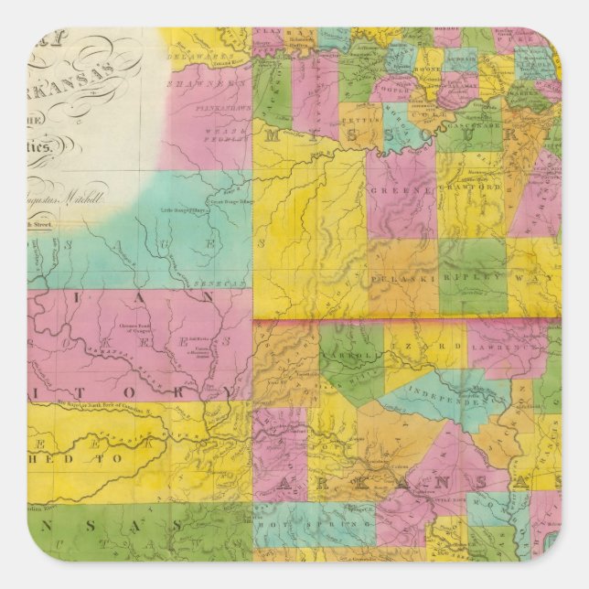 Adesivo Quadrado Mapa do Missouri (Frente)