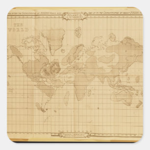 Adesivo Quadrado Mapa do mundo