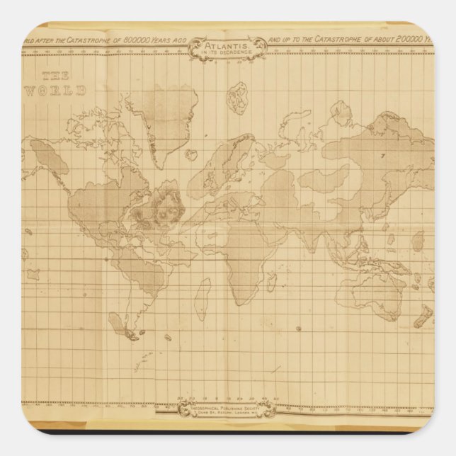 Adesivo Quadrado Mapa do mundo (Frente)