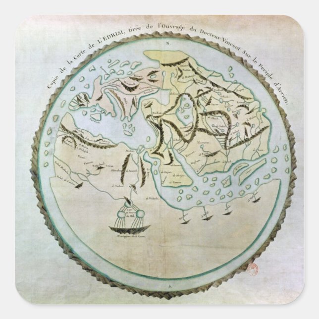 Adesivo Quadrado Mapa do mundo (Frente)