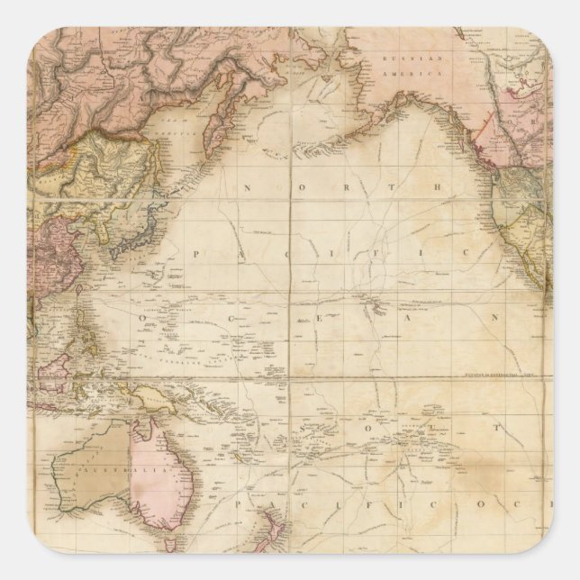 Adesivo Quadrado Mapa do mundo (Frente)