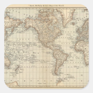 Adesivo Quadrado Mapa do mundo 2