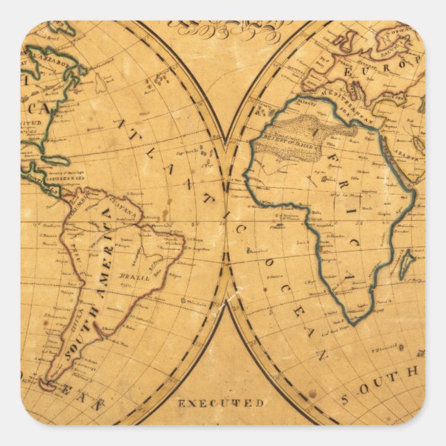 Adesivo Quadrado Mapa do Mundo 5 (Frente)