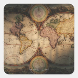 Adesivo Quadrado Mapa do mundo antigo 2