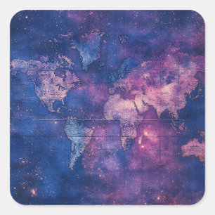 Adesivo Quadrado Mapa do Mundo Celestial da Vintage (10)
