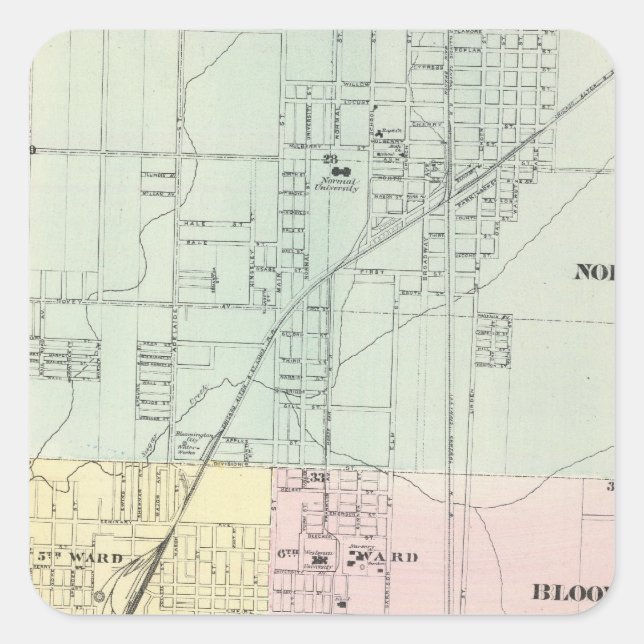 Adesivo Quadrado Mapa do Normal, Bloomington (Frente)