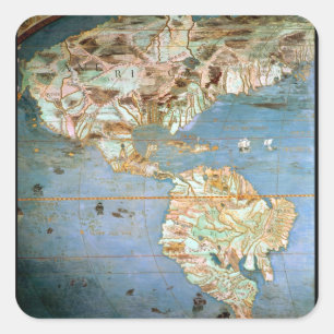 Adesivo Quadrado Mapa do norte e da Ámérica do Sul