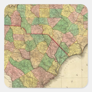 Adesivo Quadrado Mapa do norte e do South Carolina
