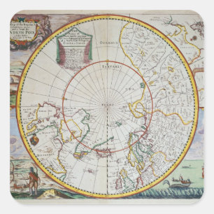 Adesivo Quadrado Mapa do Polo Norte