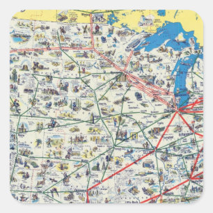 Adesivo Quadrado Mapa do sistema de American Airlines