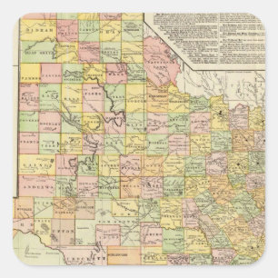 Adesivo Quadrado Mapa do Texas para o Condado de Large Scale e o Ca