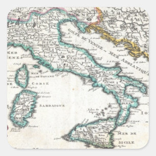 Adesivo Quadrado Mapa do vintage de Italia (1706)