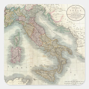 Adesivo Quadrado Mapa do vintage de Italia (1799)