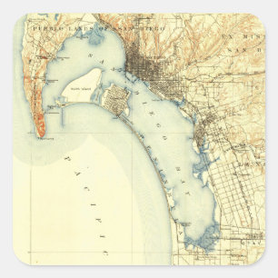 Adesivo Quadrado Mapa do vintage de San Diego