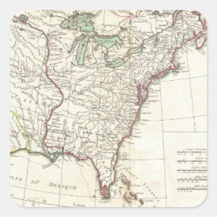 Adesivo Quadrado Mapa do vintage de treze colônias (1776)