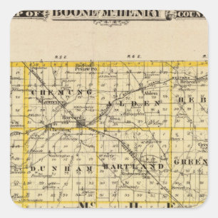 Adesivo Quadrado Mapa dos condados Boone e McHenry