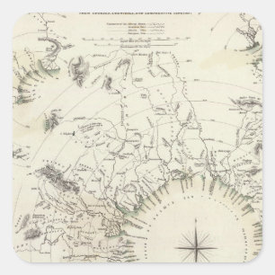 Adesivo Quadrado Mapa dos cursos principais dos rios