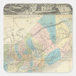 Adesivo Quadrado Mapa dos Estados da Califórnia