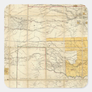 Adesivo Quadrado Mapa dos estados de Kansas e de Texas