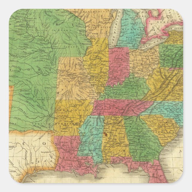 Adesivo Quadrado Mapa dos Estados Unidos (Frente)