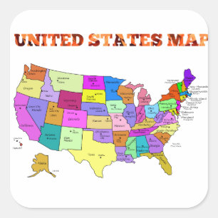 Adesivo Quadrado Mapa dos Estados Unidos